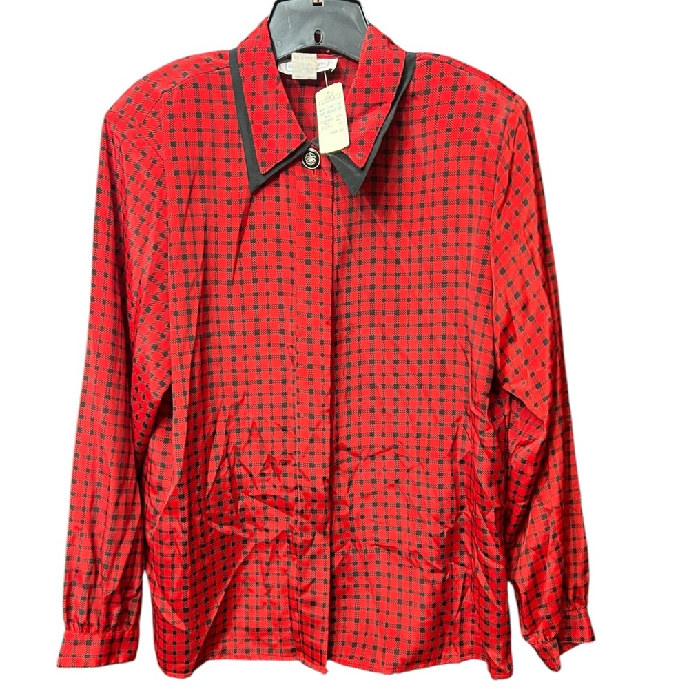 Vintage Impressions Plaid Gingham Blouse red/black size 16